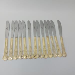 Vtg Alco Gold Tone Hollywood Regency Flatware Dinner Knifes